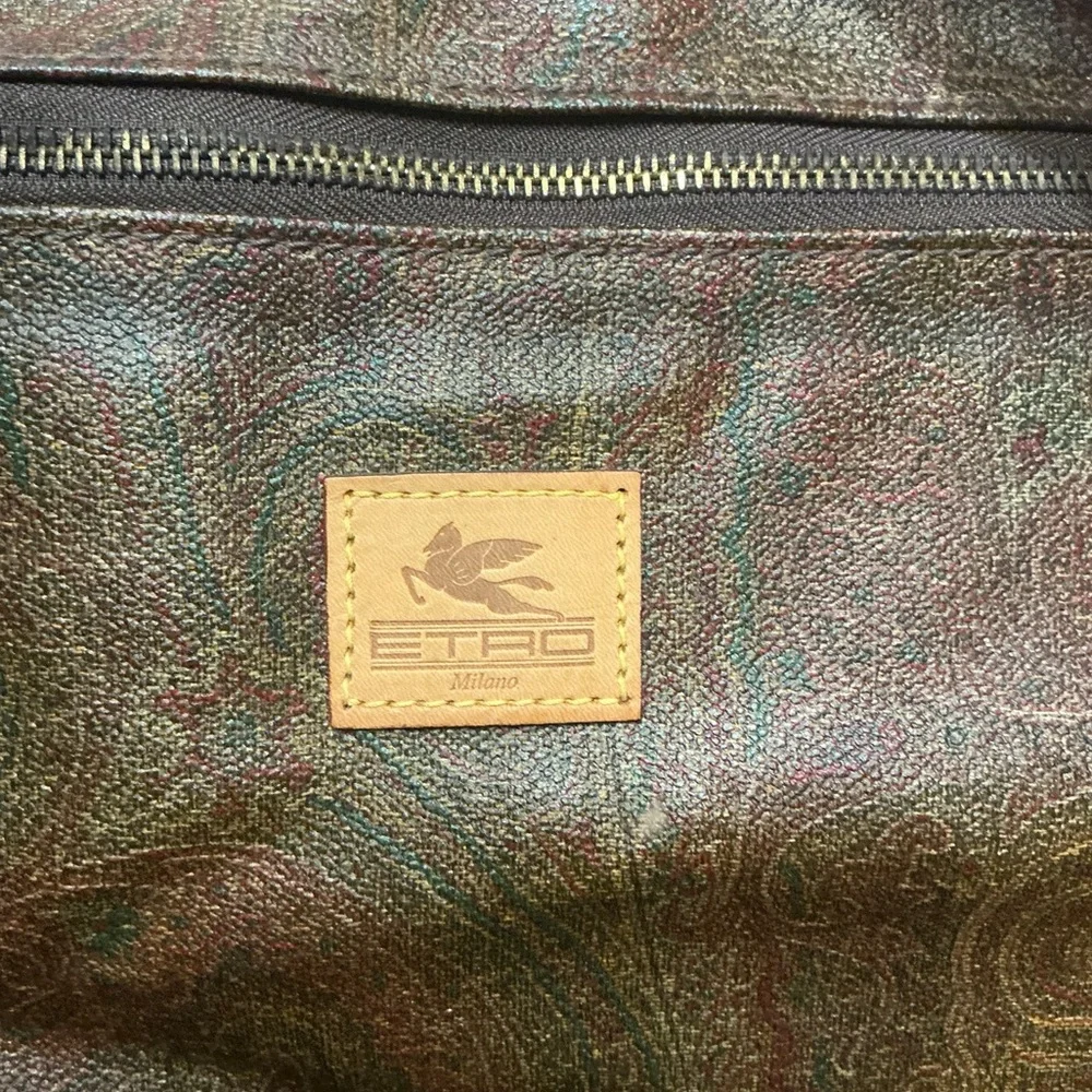 Etro Milano XL Paisley Leather Weekender Travel Duffel Italy vintage